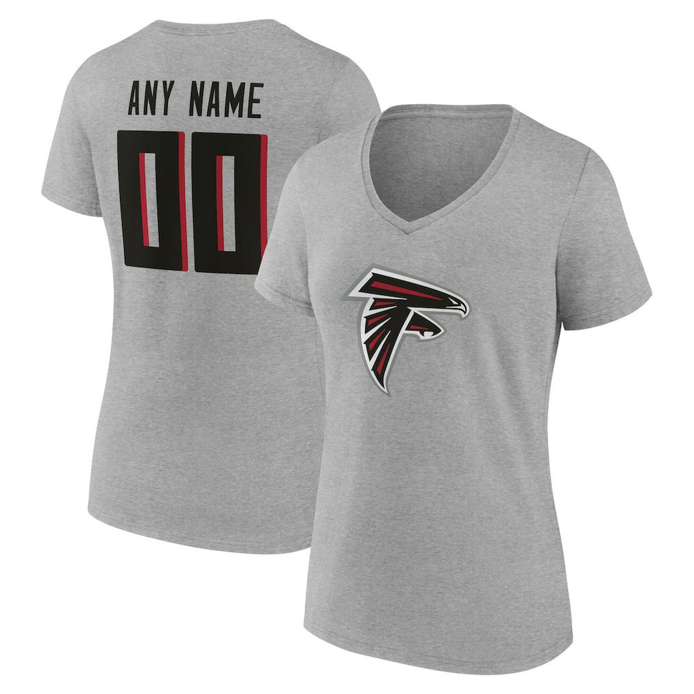 Atlanta Falcons Women's Team Authentic Personalized Name & Number V-Neck T-Shirt - Gray for sale
