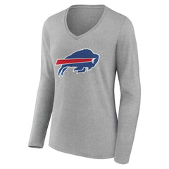 Buffalo Bills Women's Team Authentic Personalized Name & Number Long Sleeve V-Neck T-Shirt - Gray sale