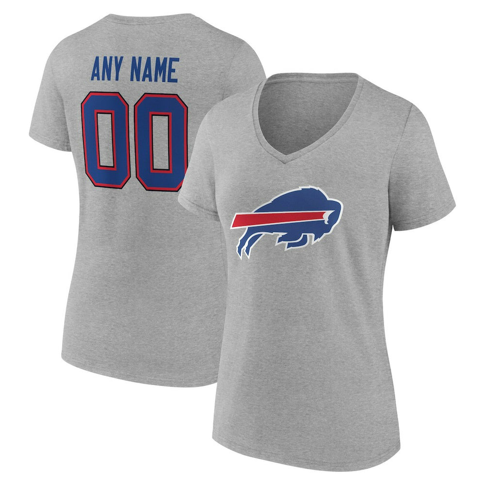 Buffalo Bills Women's Team Authentic Personalized Name & Number V-Neck T-Shirt - Gray on sale