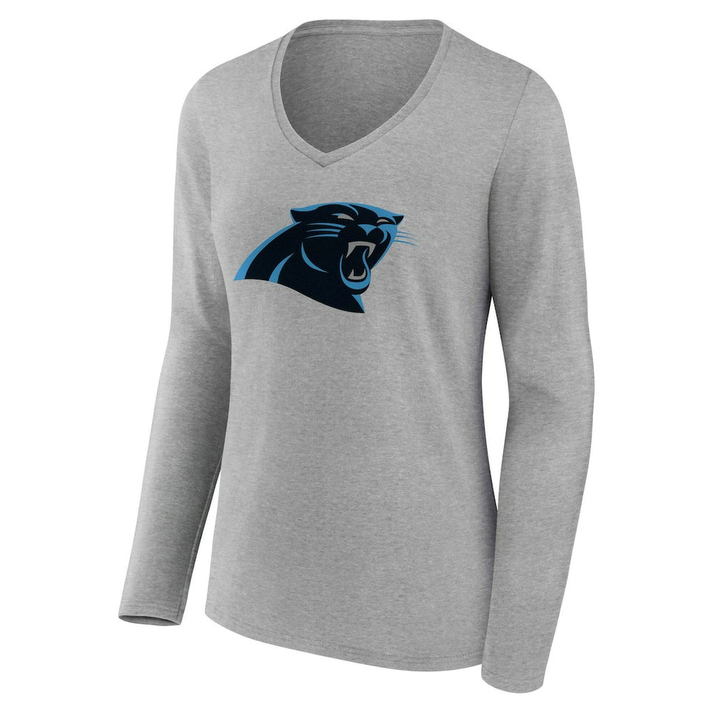 Carolina Panthers Women's Team Authentic Personalized Name & Number Long Sleeve V-Neck T-Shirt - Gray cheap