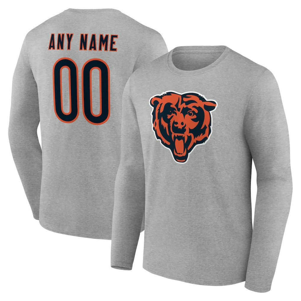 Chicago Bears Team Authentic Personalized Name & Number Long Sleeve T-Shirt - Gray online