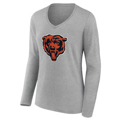 Chicago Bears Women's Team Authentic Personalized Name & Number Long Sleeve V-Neck T-Shirt - Gray sale