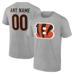 Cincinnati Bengals Team Authentic Personalized Name & Number T-Shirt - Gray discount