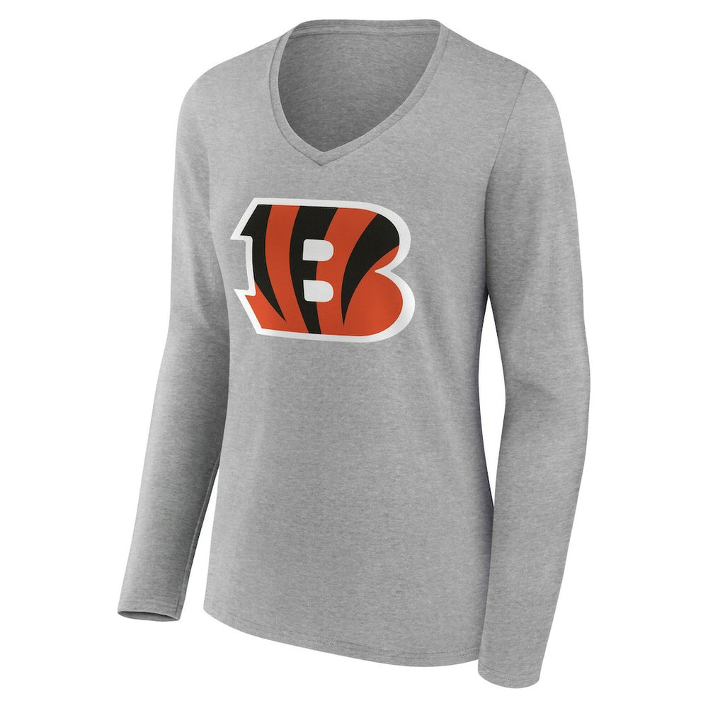 Cincinnati Bengals Women's Team Authentic Personalized Name & Number Long Sleeve V-Neck T-Shirt - Gray on sale