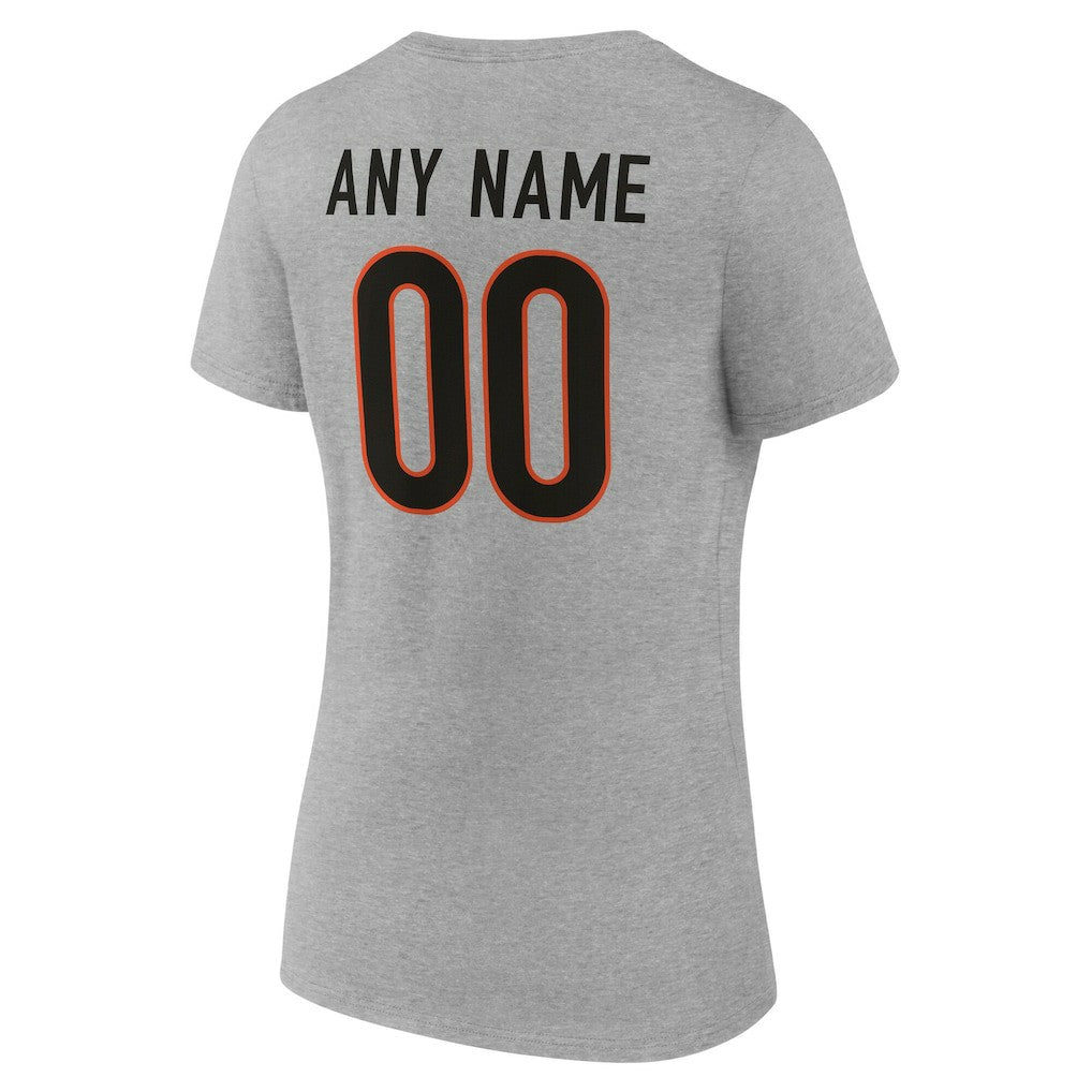 Cincinnati Bengals Women's Team Authentic Personalized Name & Number V-Neck T-Shirt - Gray sale