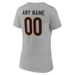 Cincinnati Bengals Women's Team Authentic Personalized Name & Number V-Neck T-Shirt - Gray sale
