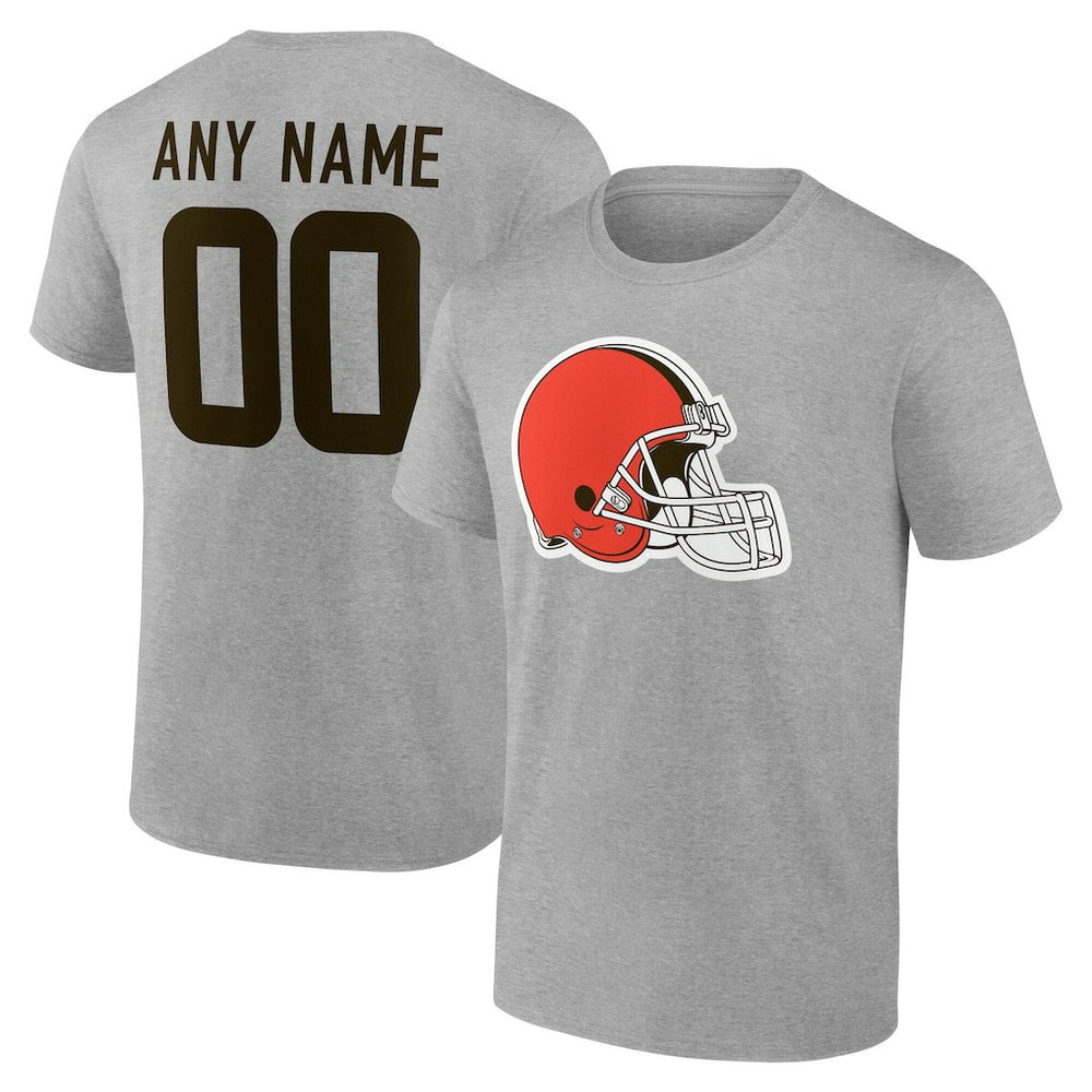 Cleveland Browns Team Authentic Personalized Name & Number T-Shirt - Gray on sale