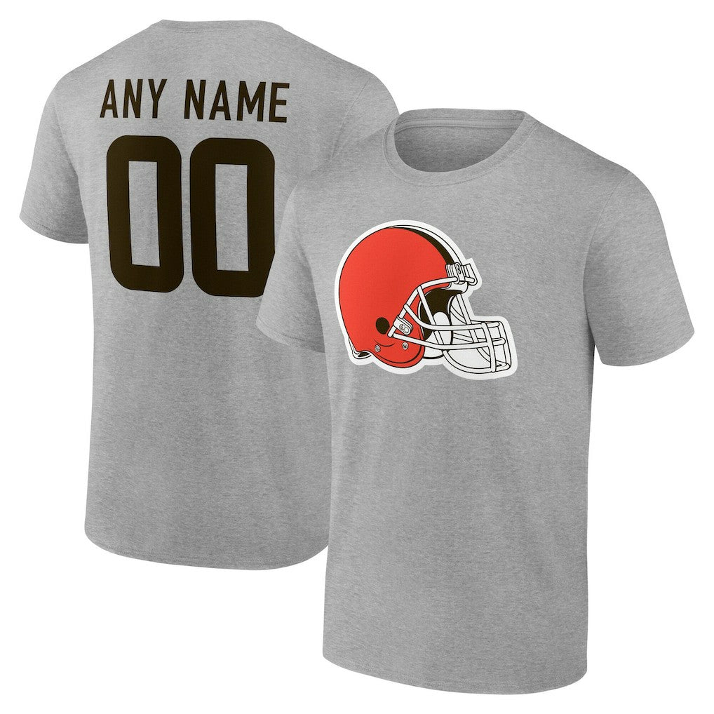 Cleveland Browns Team Authentic Personalized Name & Number T-Shirt - Gray on sale