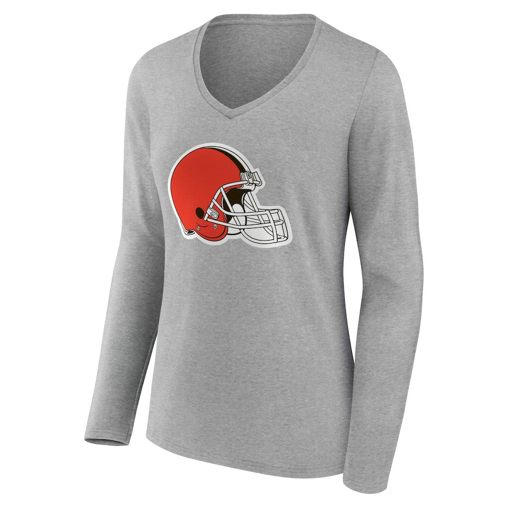 Cleveland Browns Women's Team Authentic Personalized Name & Number Long Sleeve V-Neck T-Shirt - Gray outlet