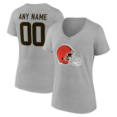 Cleveland Browns Women's Team Authentic Personalized Name & Number V-Neck T-Shirt - Gray for sale