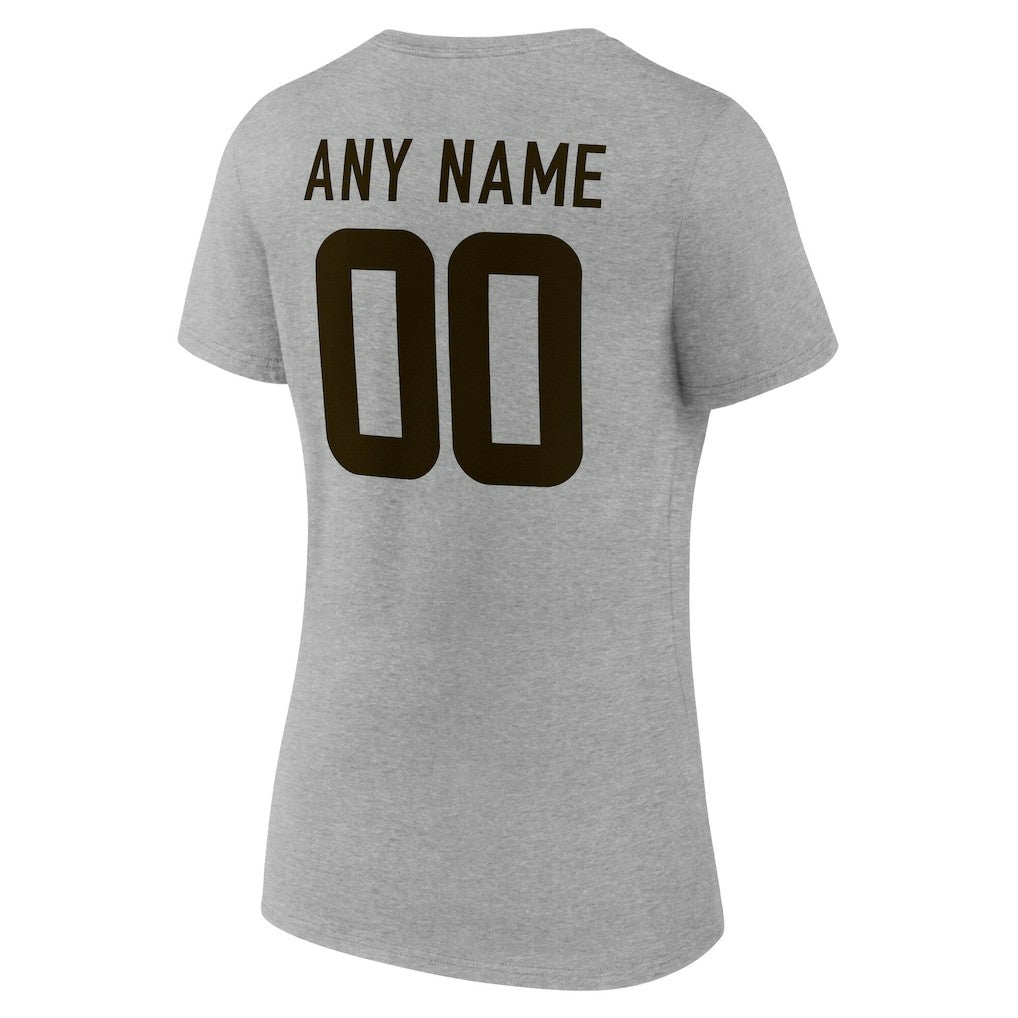Cleveland Browns Women's Team Authentic Personalized Name & Number V-Neck T-Shirt - Gray for sale