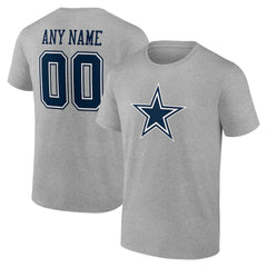 Dallas Cowboys Team Authentic Personalized Name & Number T-Shirt - Gray outlet