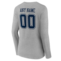 Dallas Cowboys Women's Team Authentic Personalized Name & Number Long Sleeve V-Neck T-Shirt - Gray sale