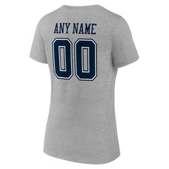 Dallas Cowboys Women's Team Authentic Personalized Name & Number V-Neck T-Shirt - Gray on sale