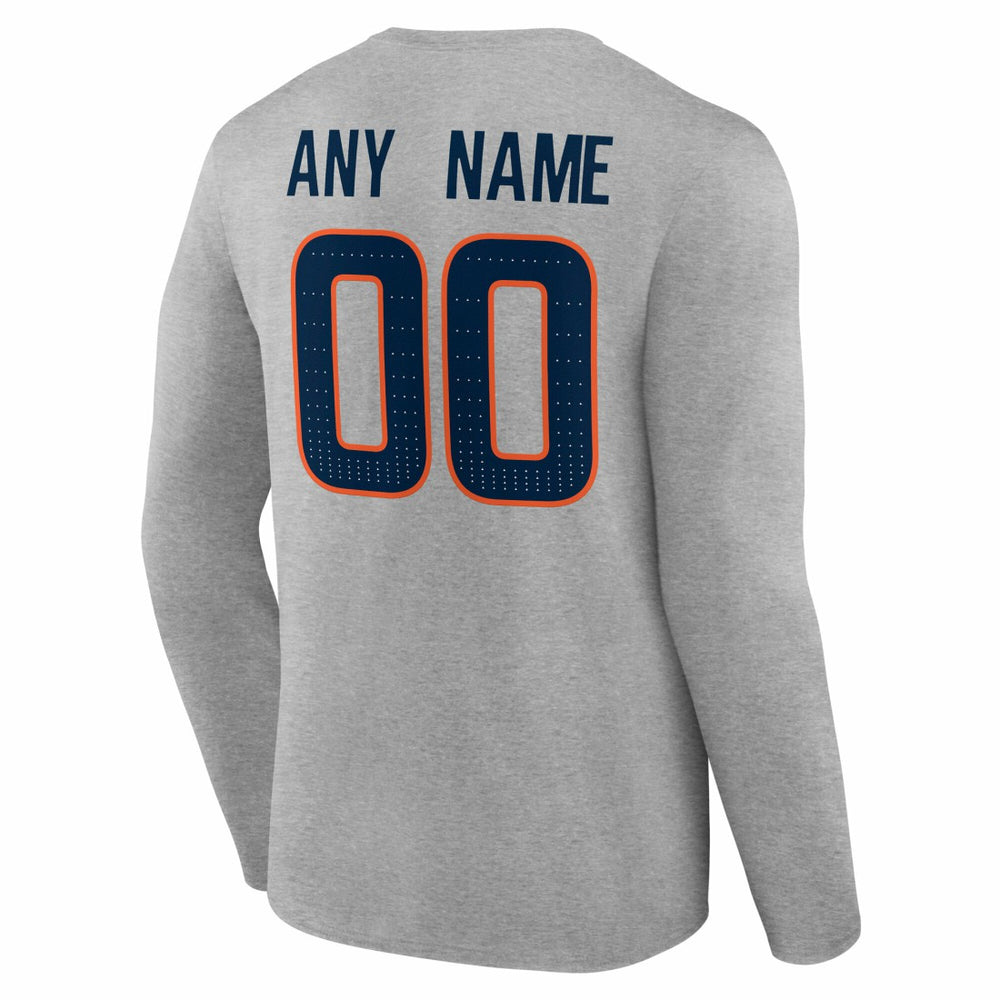 Denver Broncos Team Authentic Personalized Name & Number Long Sleeve T-Shirt - Gray outlet