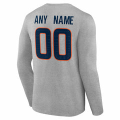 Denver Broncos Team Authentic Personalized Name & Number Long Sleeve T-Shirt - Gray outlet