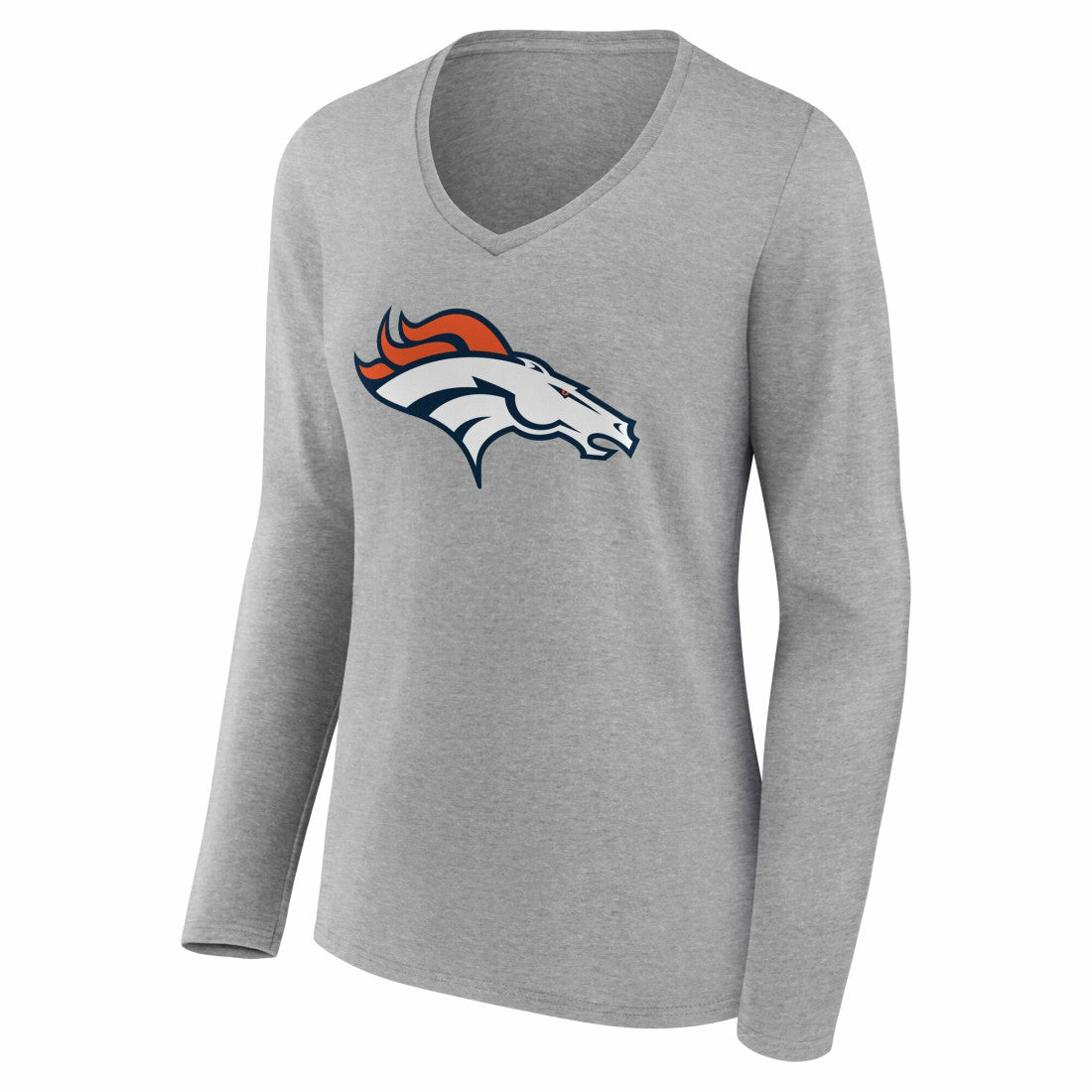 Denver Broncos Women's Team Authentic Personalized Name & Number Long Sleeve V-Neck T-Shirt - Gray discount
