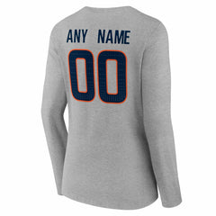 Denver Broncos Women's Team Authentic Personalized Name & Number Long Sleeve V-Neck T-Shirt - Gray discount