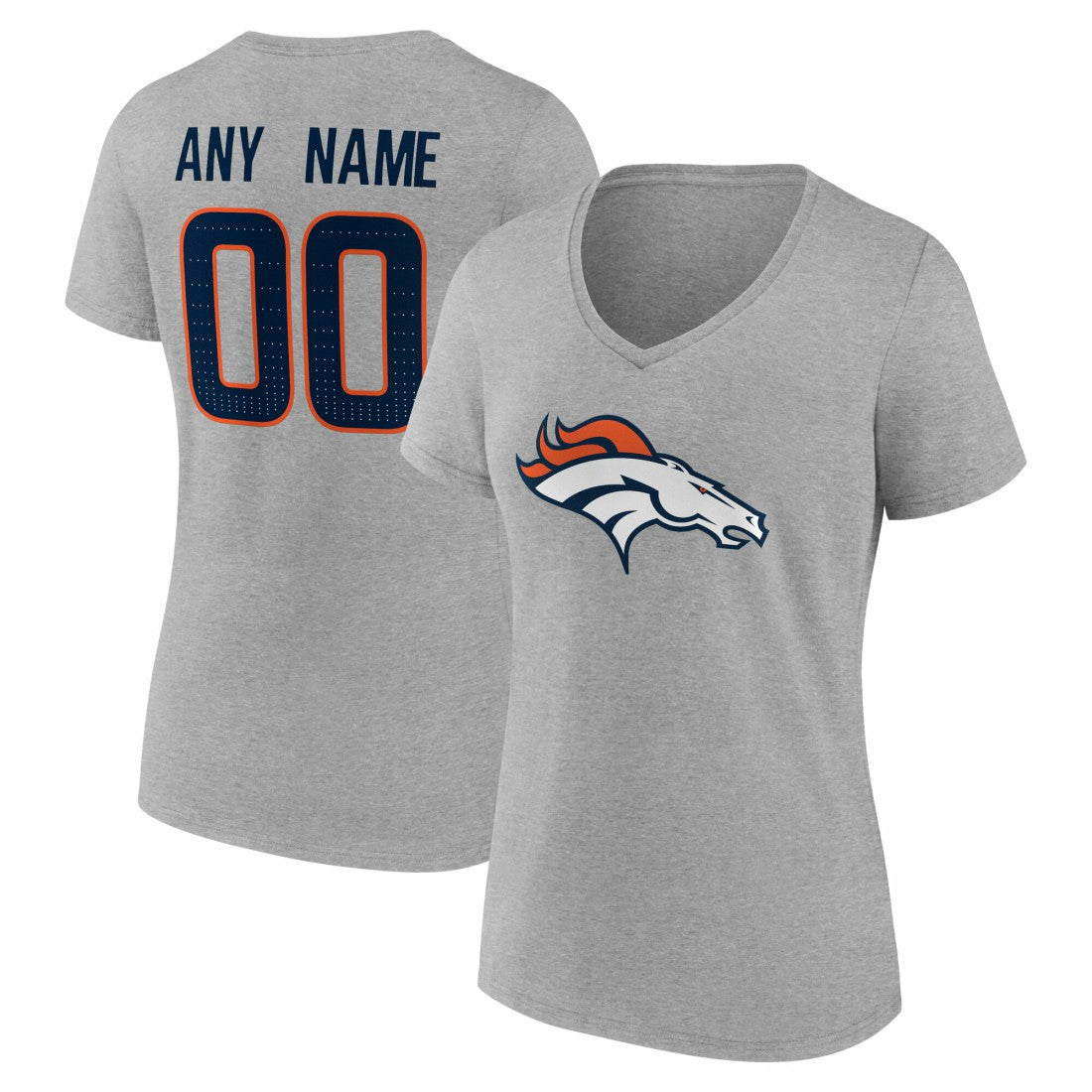 Denver Broncos Women's Team Authentic Personalized Name & Number V-Neck T-Shirt - Gray online