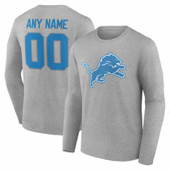 Detroit Lions Team Authentic Personalized Name & Number Long Sleeve T-Shirt - Gray cheap