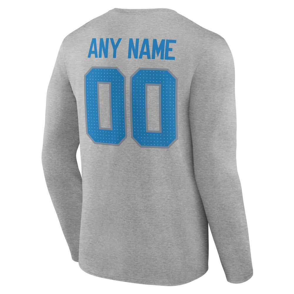 Detroit Lions Team Authentic Personalized Name & Number Long Sleeve T-Shirt - Gray cheap