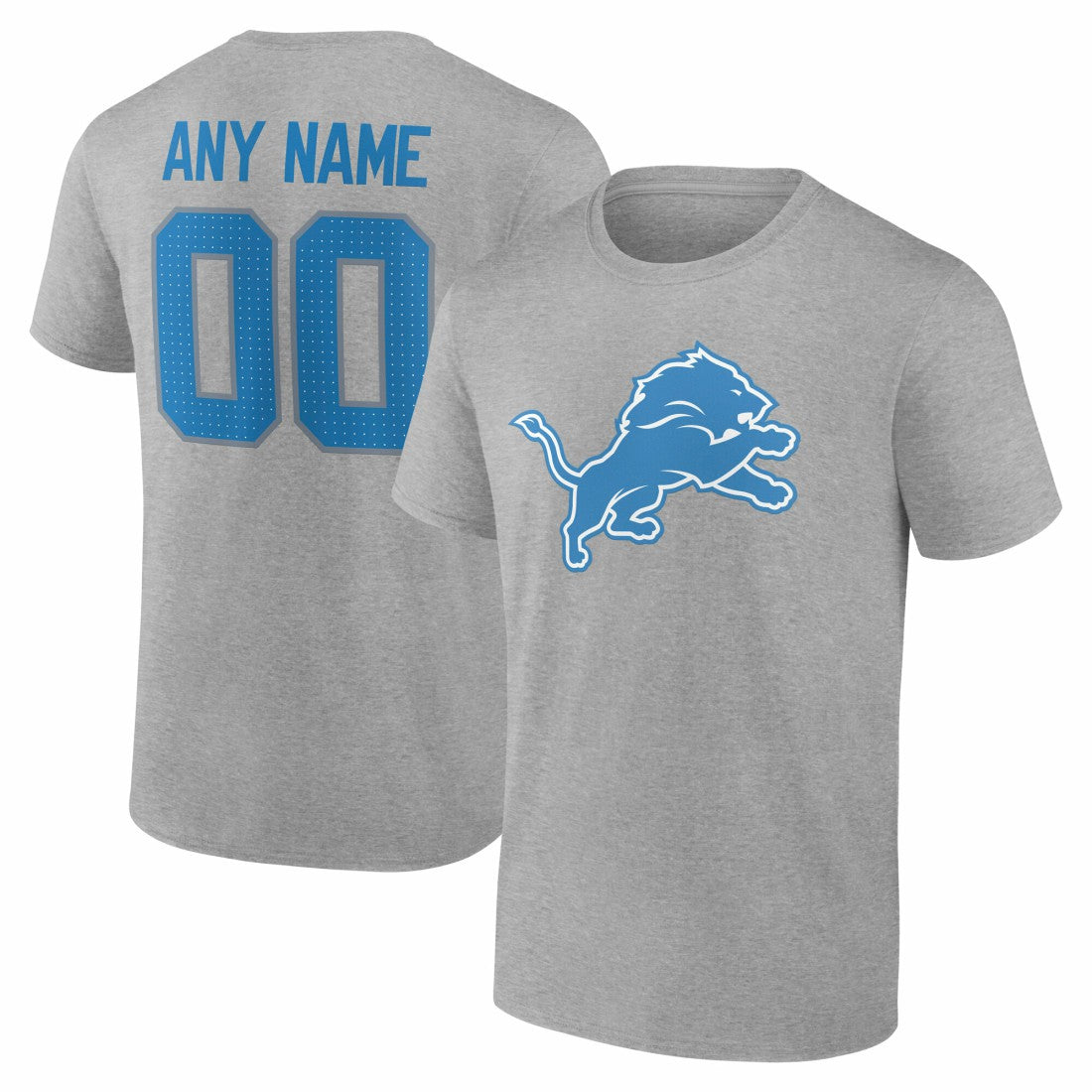 Detroit Lions Team Authentic Personalized Name & Number T-Shirt - Gray sale