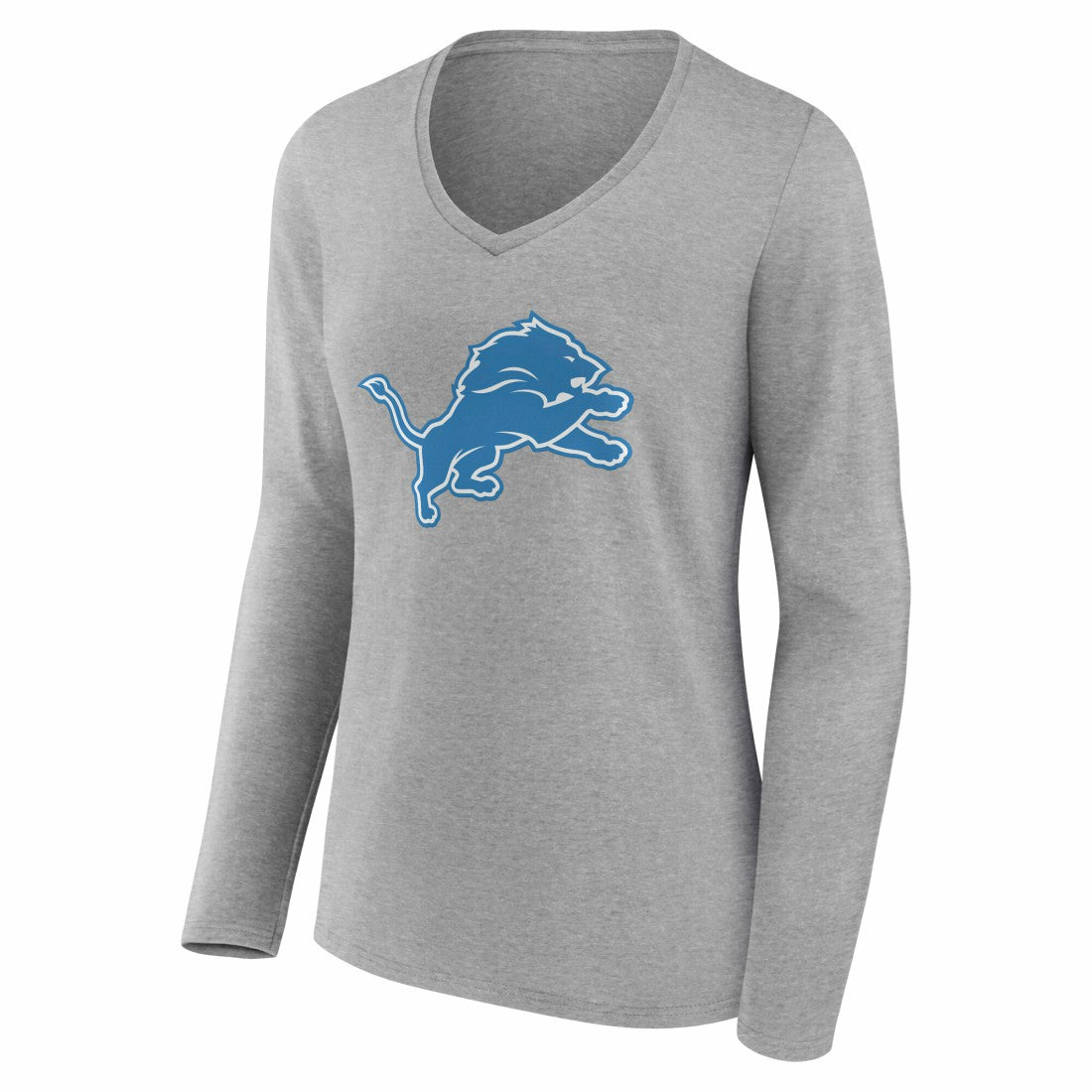 Detroit Lions Women's Team Authentic Personalized Name & Number Long Sleeve V-Neck T-Shirt - Gray sale