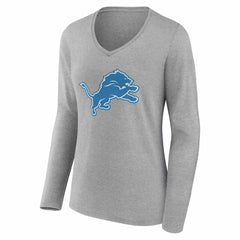 Detroit Lions Women's Team Authentic Personalized Name & Number Long Sleeve V-Neck T-Shirt - Gray sale