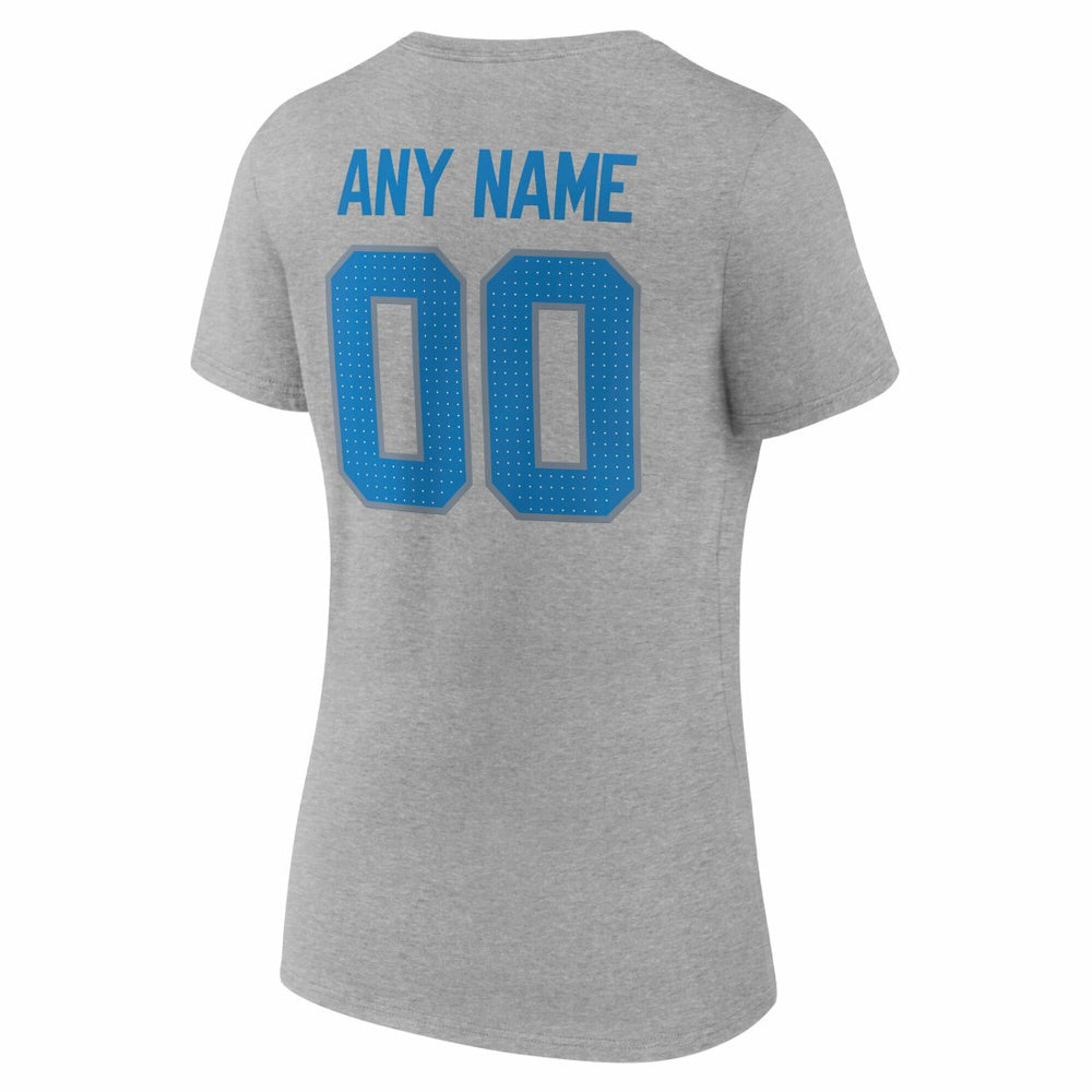 Detroit Lions Women's Team Authentic Personalized Name & Number V-Neck T-Shirt - Gray outlet