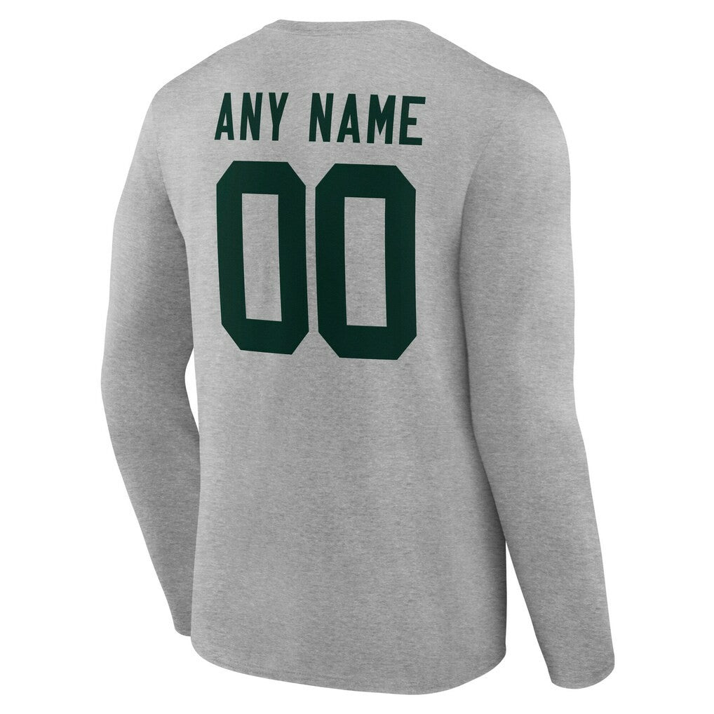 Green Bay Packers Team Authentic Personalized Name & Number Long Sleeve T-Shirt - Gray online