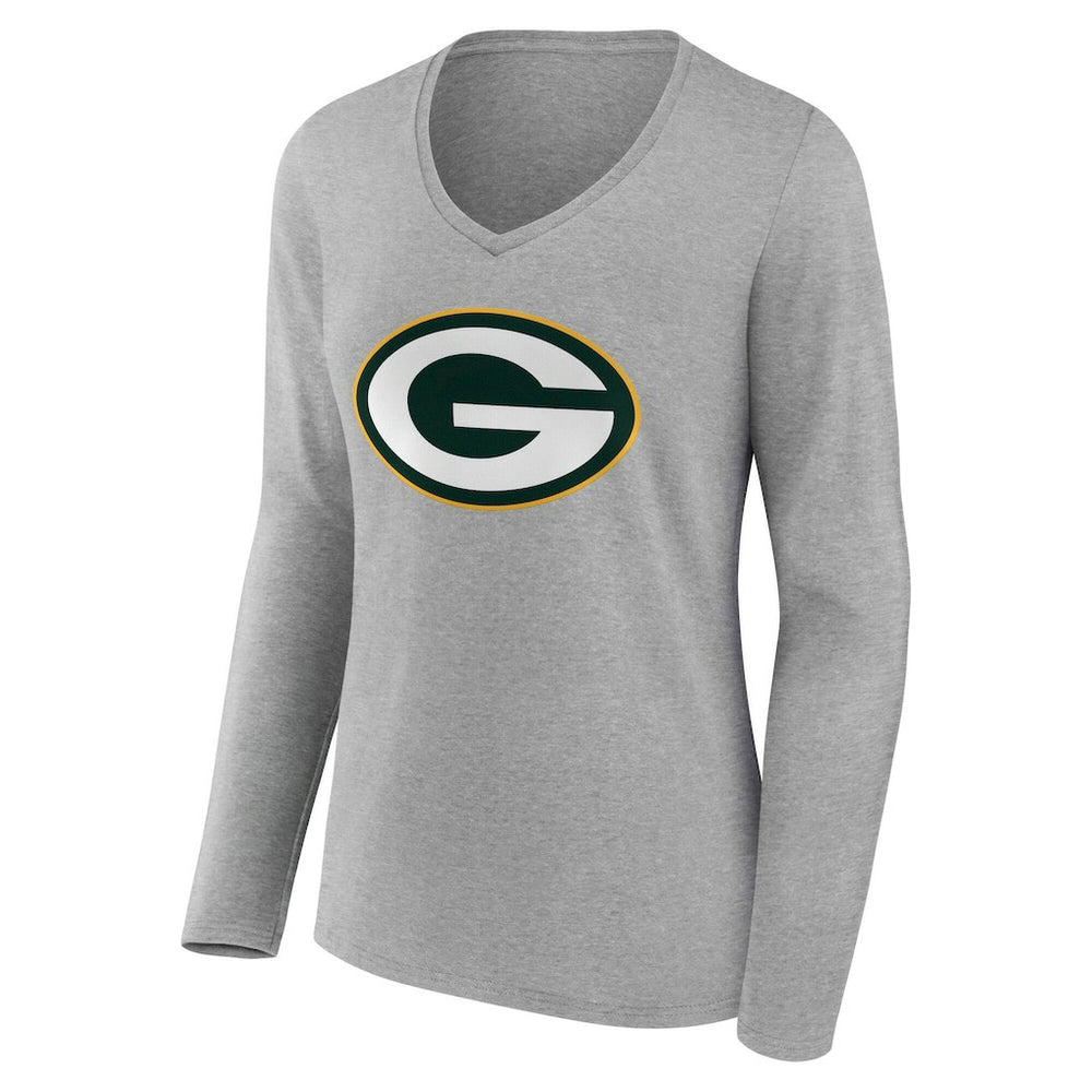 Green Bay Packers Women's Team Authentic Personalized Name & Number Long Sleeve V-Neck T-Shirt - Gray outlet