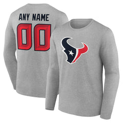 Houston Texans Team Authentic Personalized Name & Number Long Sleeve T-Shirt - Gray sale