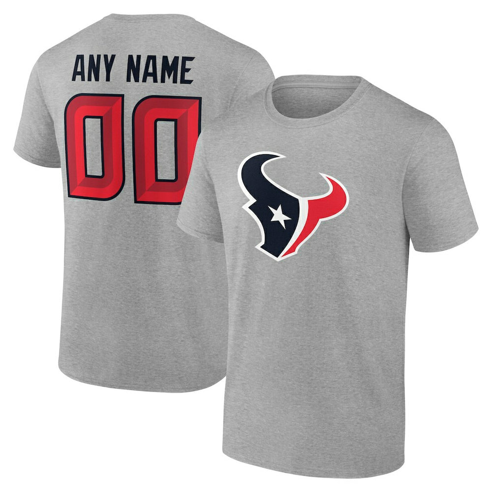 Houston Texans Team Authentic Personalized Name & Number T-Shirt - Gray outlet