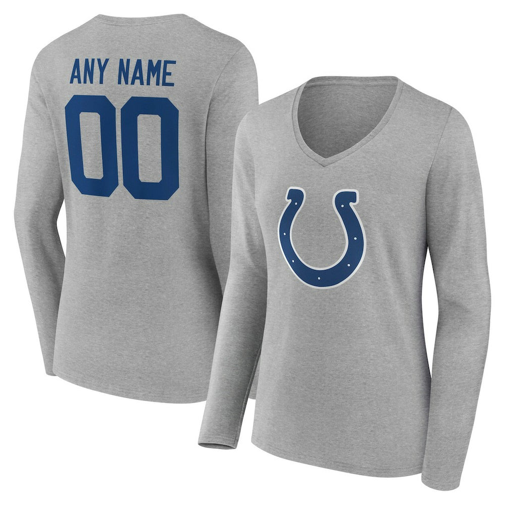 Indianapolis Colts Women's Team Authentic Personalized Name & Number Long Sleeve V-Neck T-Shirt - Gray online