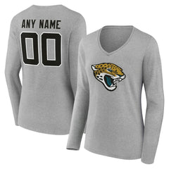 Jacksonville Jaguars Women's Team Authentic Personalized Name & Number Long Sleeve V-Neck T-Shirt - Gray online