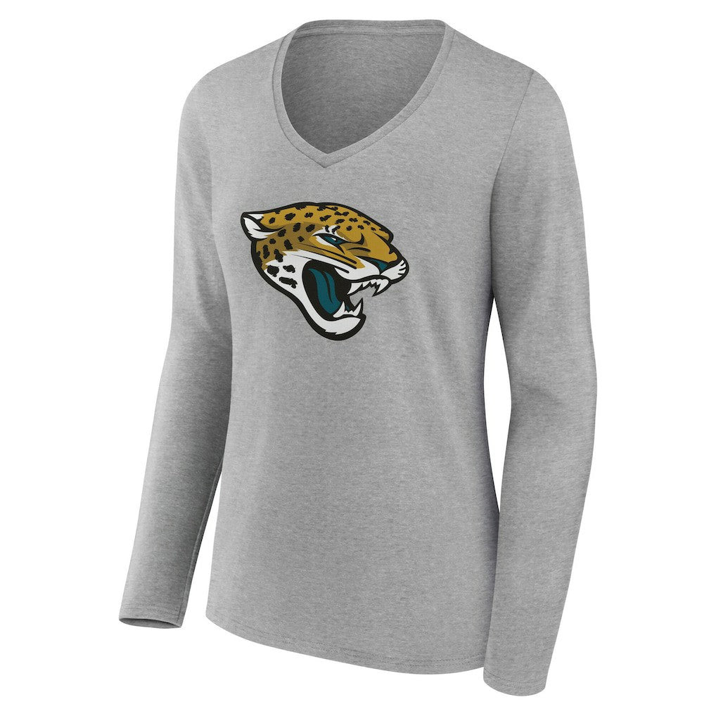 Jacksonville Jaguars Women's Team Authentic Personalized Name & Number Long Sleeve V-Neck T-Shirt - Gray online