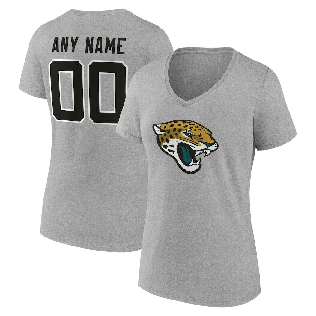 Jacksonville Jaguars Women's Team Authentic Personalized Name & Number V-Neck T-Shirt - Gray outlet