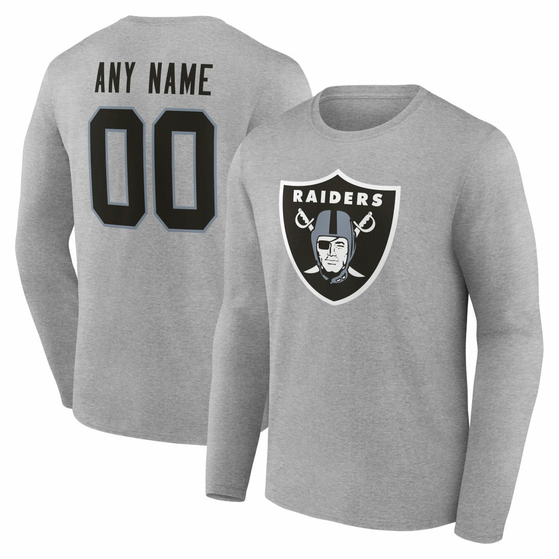 Las Vegas Raiders Team Authentic Personalized Name & Number Long Sleeve T-Shirt - Gray sale