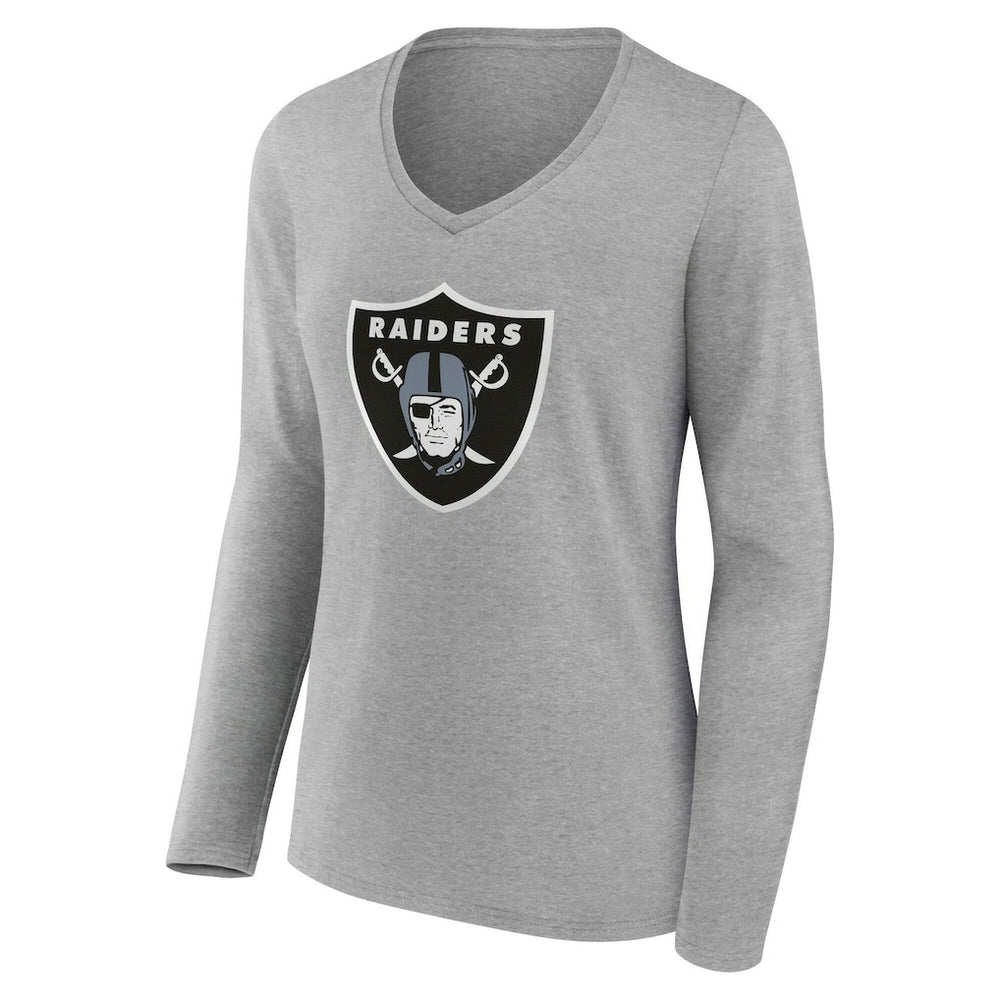 Las Vegas Raiders Women's Team Authentic Personalized Name & Number Long Sleeve V-Neck T-Shirt - Gray on sale