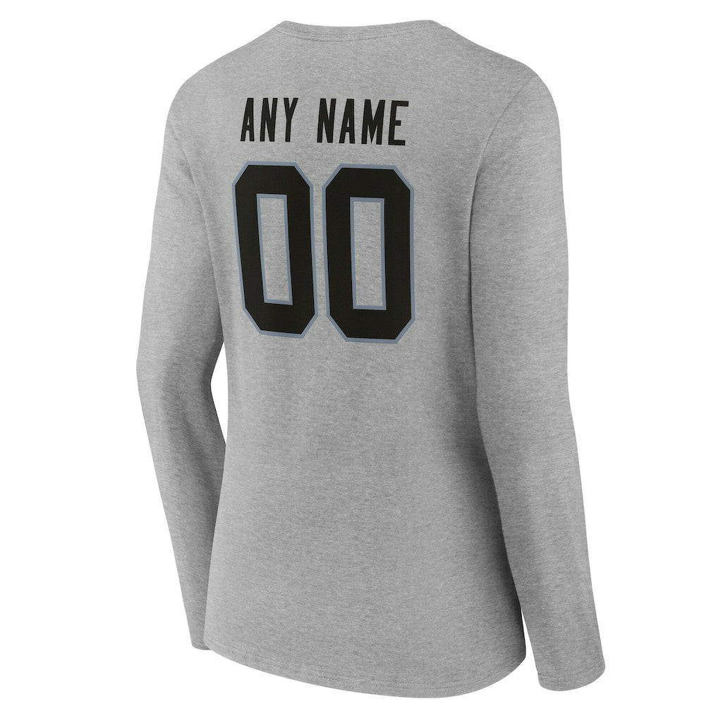 Las Vegas Raiders Women's Team Authentic Personalized Name & Number Long Sleeve V-Neck T-Shirt - Gray on sale
