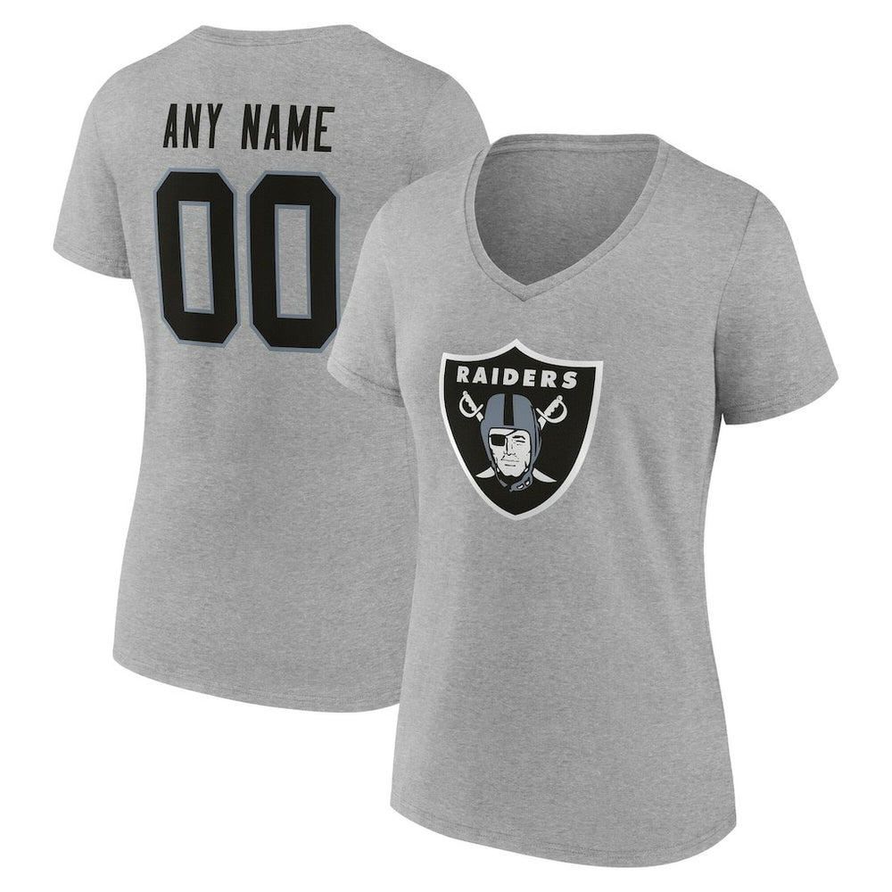 Las Vegas Raiders Women's Team Authentic Personalized Name & Number V-Neck T-Shirt - Gray online