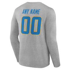Los Angeles Chargers Team Authentic Personalized Name & Number Long Sleeve T-Shirt - Gray for sale