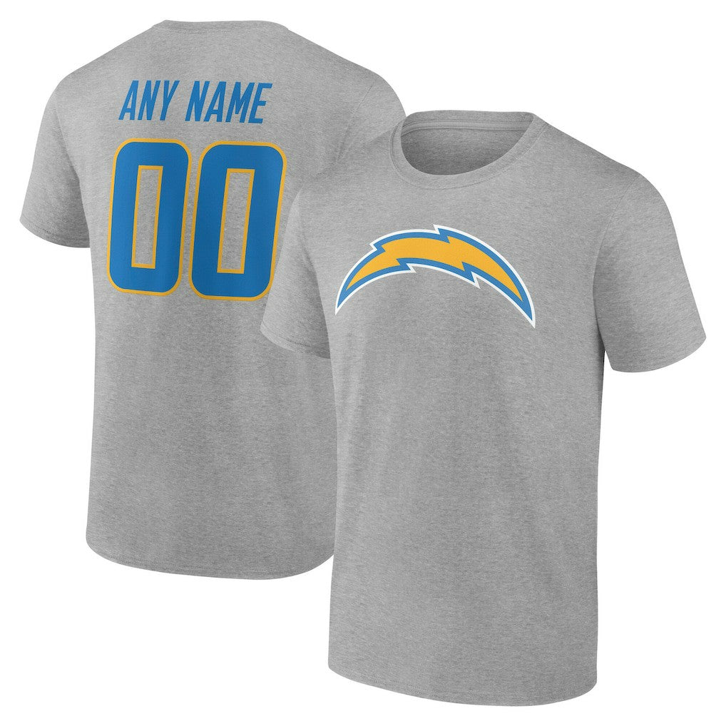 Los Angeles Chargers Team Authentic Personalized Name & Number T-Shirt - Gray outlet