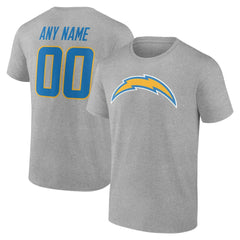 Los Angeles Chargers Team Authentic Personalized Name & Number T-Shirt - Gray outlet
