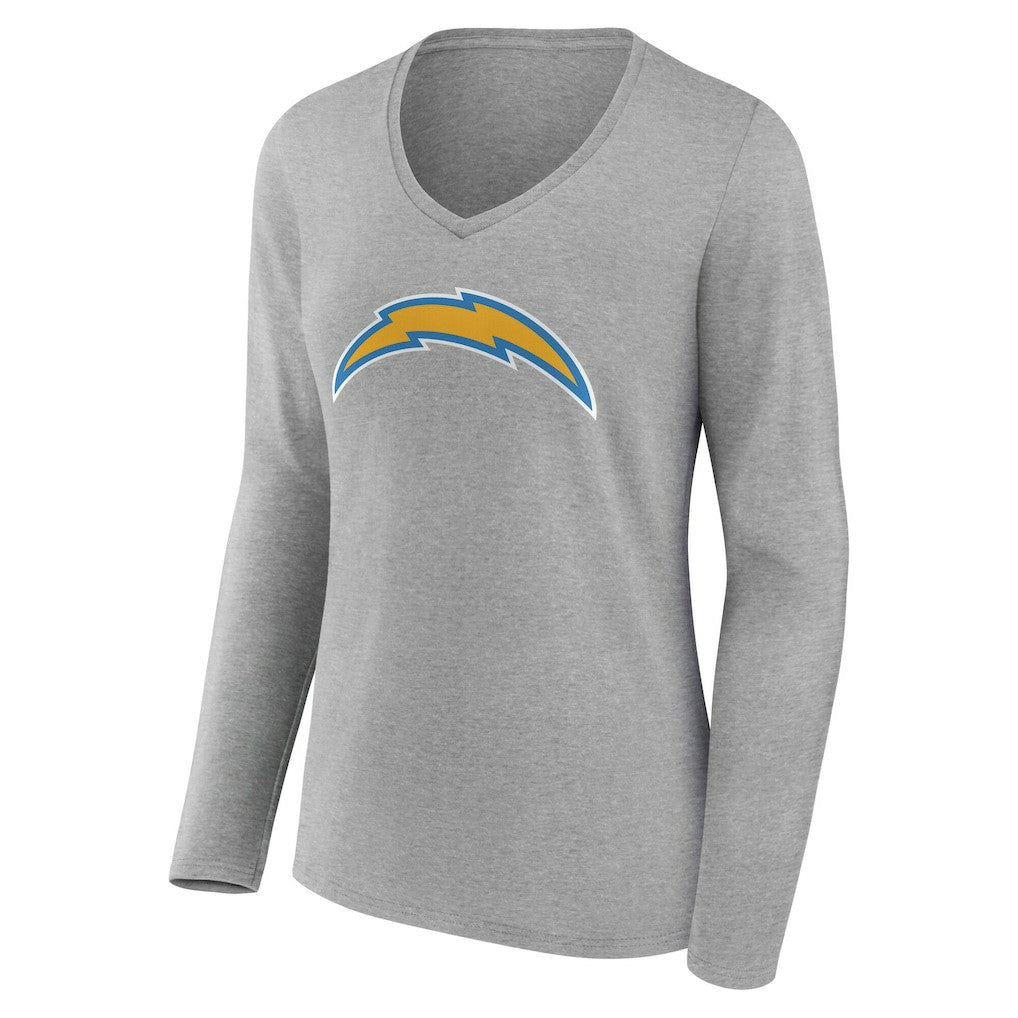 Los Angeles Chargers Women's Team Authentic Personalized Name & Number Long Sleeve V-Neck T-Shirt - Gray online