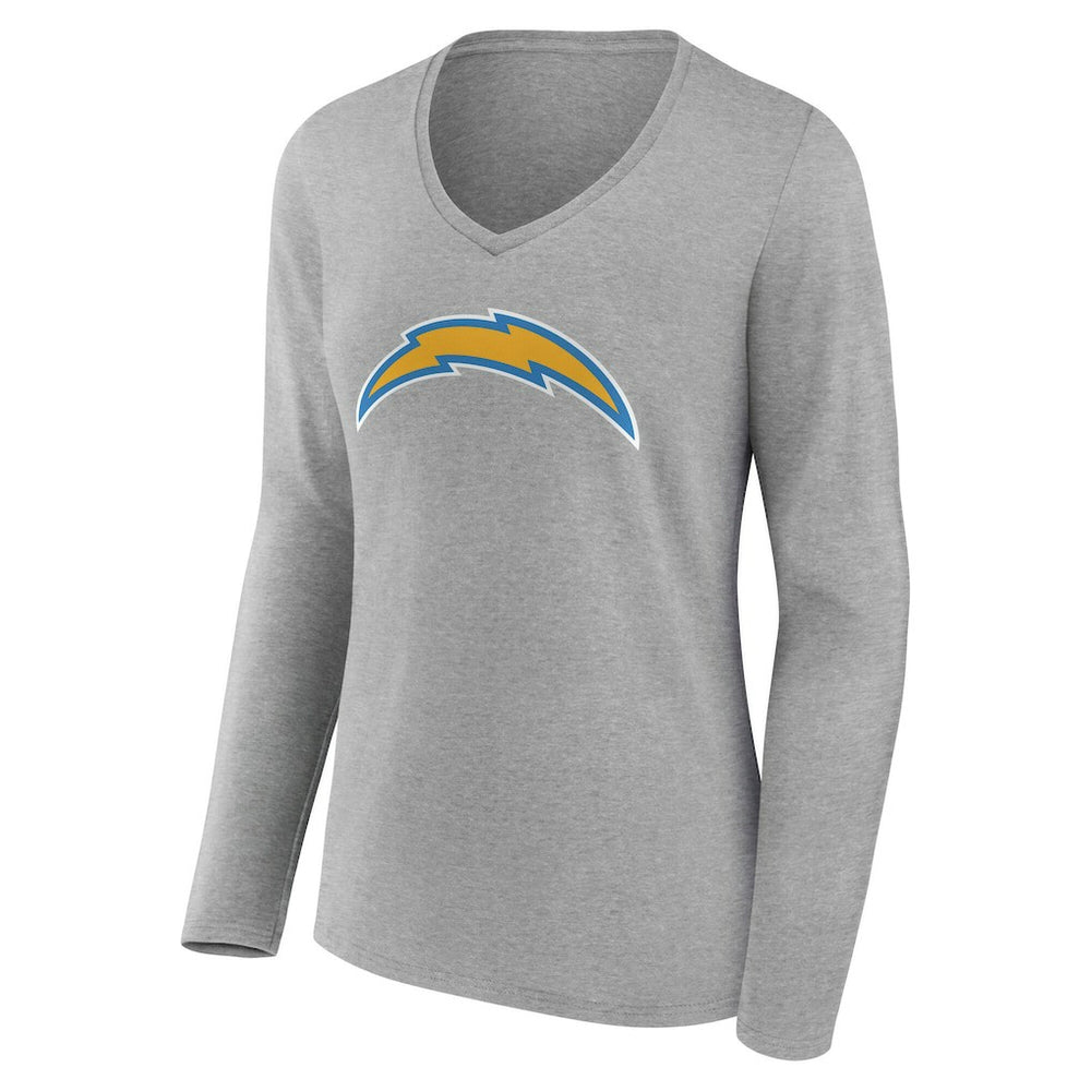 Los Angeles Chargers Women's Team Authentic Personalized Name & Number Long Sleeve V-Neck T-Shirt - Gray online