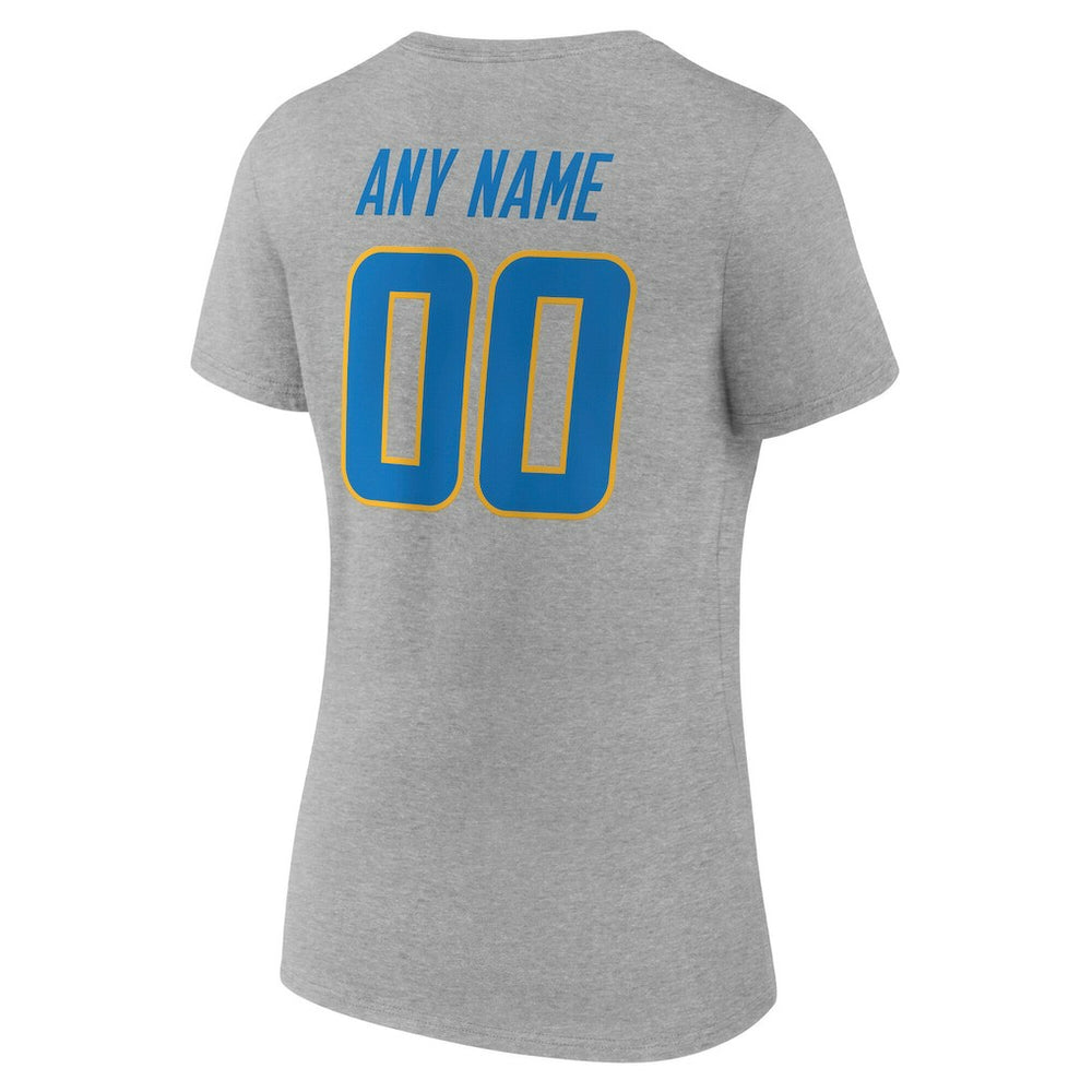 Los Angeles Chargers Women's Team Authentic Personalized Name & Number V-Neck T-Shirt - Gray online