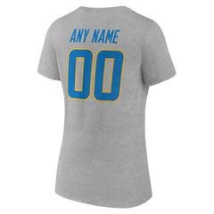 Los Angeles Chargers Women's Team Authentic Personalized Name & Number V-Neck T-Shirt - Gray online