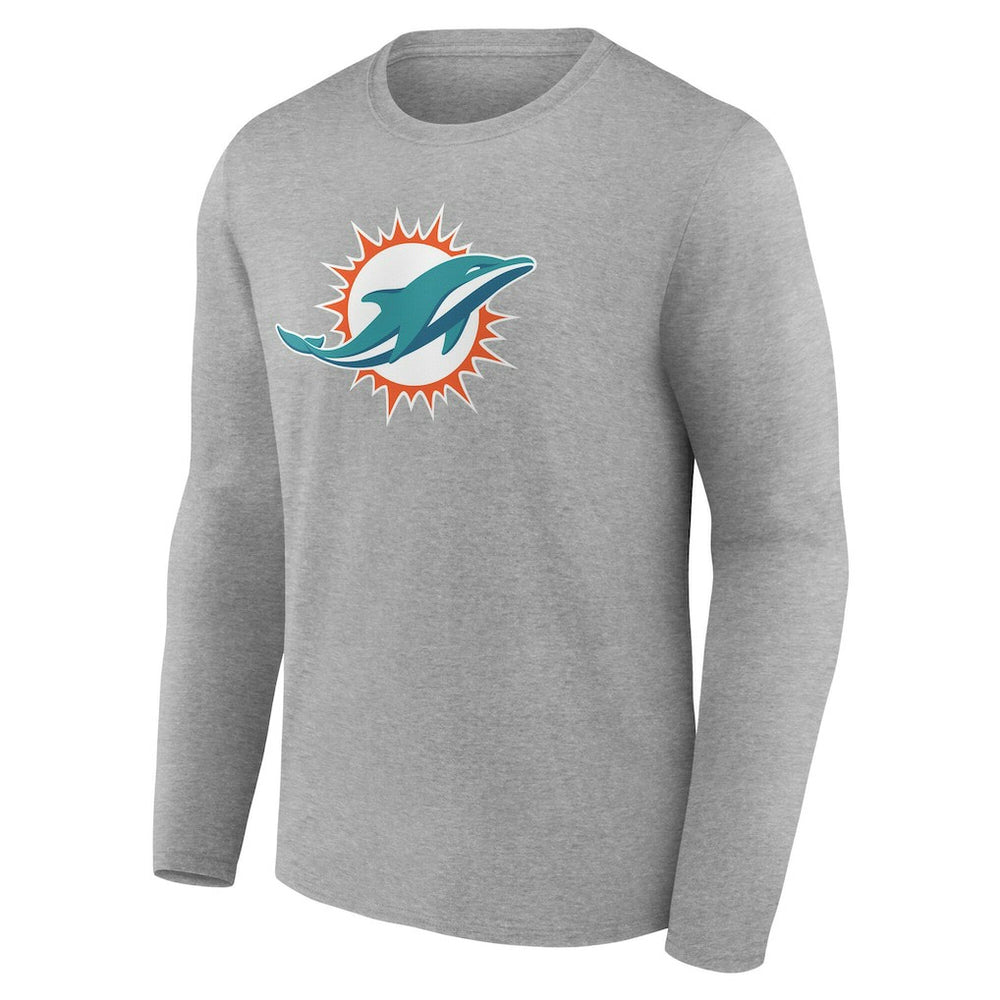 Miami Dolphins Team Authentic Personalized Name & Number Long Sleeve T-Shirt - Gray cheap