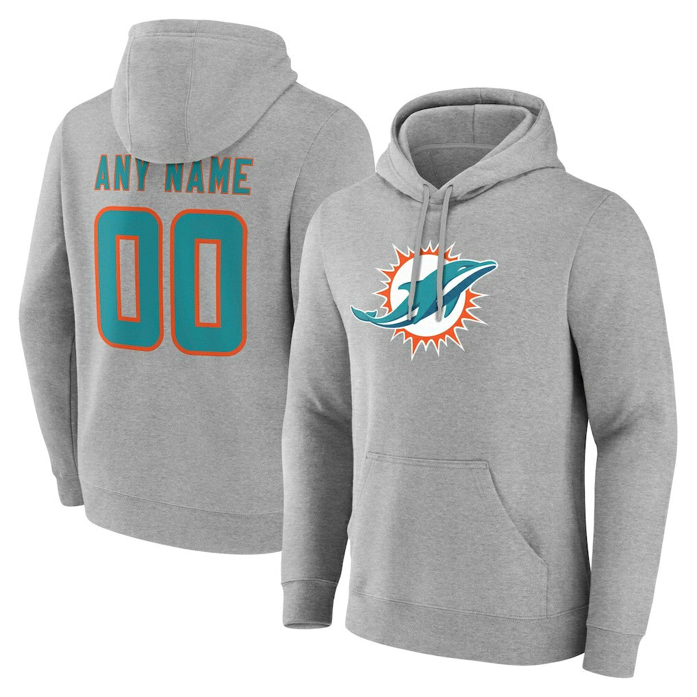 Miami Dolphins Team Authentic Personalized Name & Number Hoodie - Gray cheap